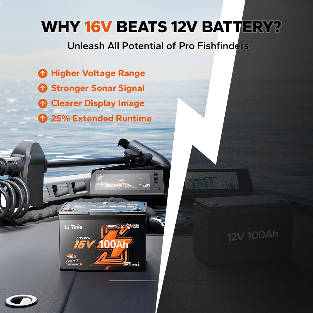 16V 100Ah Group 27 LiFePO4 Bat - Fish Finder Charger 评论和价格